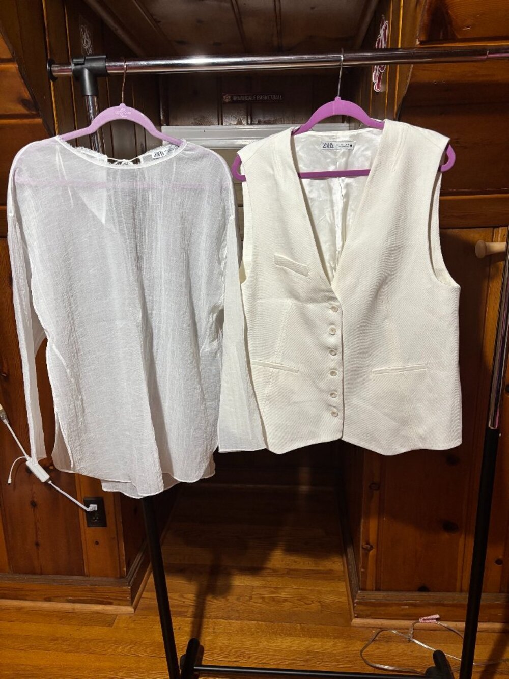 ZARA sheer top and Waistcoat set, Size Large